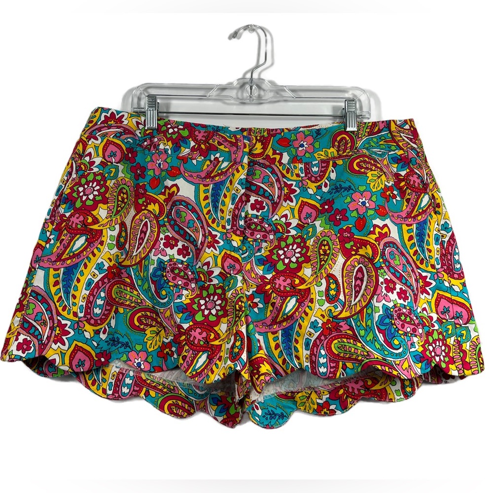 ATTYRE New York Scalloped Bright Paisley Shorts with Pockets Plus Size 18